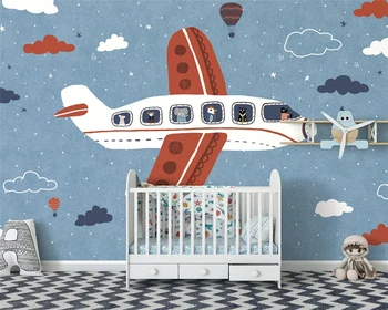 WELLYU 3D Personalizado pintado a mão do menino quarto infantil quarto papel de parede de fundo Americano de aviões de papel de parede papier peint