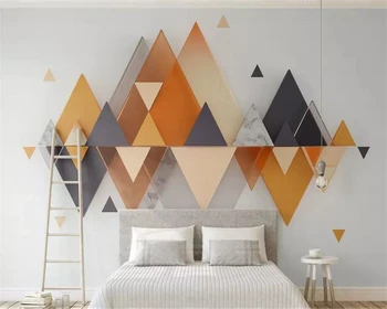 beibehang papel de parede Personalizado 3d foto mural retro gengibre amarelo triângulo geométrico PLANO de fundo, papéis de parede papel de parede decoração da casa