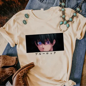 Bloqueio azul Tee mulheres gráfico mangá Y2K camiseta feminina gráfico mangá Japonês de roupas
